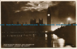 R026131 Westminster Bridge And Houses Of Parliament. London. By Night. Valentine - Altri & Non Classificati