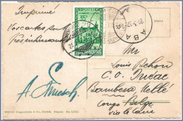 LUXEMBOURG TÉLÉGRAPHES - 1937 To BELGIAN CONGO - 35c FIP Congress Sole Use On Postcard - Covers & Documents