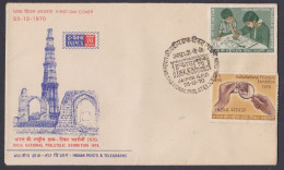 Inde India 1970 FDC INPEX Philatelic Stamp Exhibition, Children, Magnifying Glass, FIrst Day Cover - Storia Postale