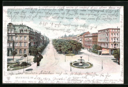 AK Mannheim, Kaiser-Ring Mit Hotel-National Und Brunnen  - Mannheim