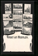 AK Heerlen, Akerstraat, Geleenstraat, Sanatorium, Pensionnat St. Clara, Stadhuis  - Heerlen