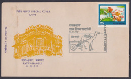 Inde India 1977 Special Cover Patwa Hawli Jaisalmer, Camel Cart, Camels, Stamp Exhibition - Cartas & Documentos