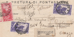E 94 Pontassieve Frazionario 25-144 Del 1933 Splendida Raccomandata - Storia Postale