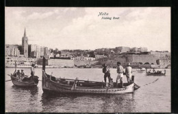 AK Malta, Fishing Boat, Church, Panorama  - Malte