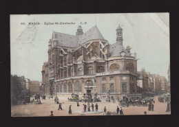 CPA - 75 - Paris - Eglise St-Eustache - Colorisée - Animée - Circulée En1909 (coin Plié) - Kirchen