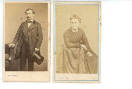 LOT De 2 CDV PHOTO Sur Plaque Cartonnée Famille CORNEYRE Chapeau Haut De Forme ( Photographe SABATIER Au PUY EN VELAY 43 - Old (before 1900)