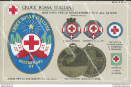 Be168 Cartolina Croce Rossa Italiana Distintivi Per Le Delegazioni E Soci All'es - Regiments