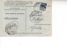 ITALIA 1947 - Avviso Ricevimento Da Aquila Per Celano - 1946-60: Storia Postale