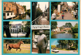 73316310 Appingedam Haeuserpartie Am Wasser Bruecke Fussgaengerzone Pferd Statue - Sonstige & Ohne Zuordnung