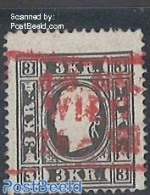 Austria 1858 3Kr, Black, Used, Red Cancellation WIEN, Used Stamps - Gebruikt