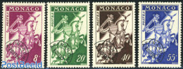 Monaco 1959 Precancels 4v, Mint NH, History - Nature - Knights - Horses - Nuevos