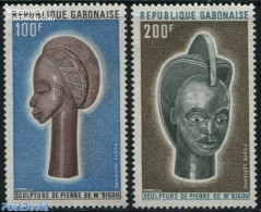 Gabon 1973 Stone Sculptures 2v, Mint NH, Art - Sculpture - Nuevos