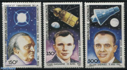 Gabon 1981 Space History 3v, Mint NH, Science - Transport - Astronomy - Space Exploration - Neufs