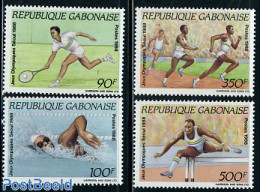 Gabon 1988 Olympic Games Seoul 4v, Mint NH, Sport - Athletics - Olympic Games - Swimming - Tennis - Ongebruikt