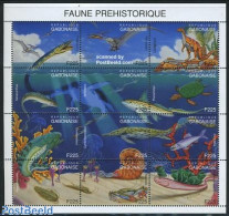 Gabon 1995 Preh. Animals 12v M/s (225F), Mint NH, Nature - Prehistoric Animals - Unused Stamps