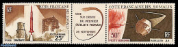 French Somalia 1966 First French Satellite 2v+tab [:T:], Mint NH, Transport - Various - Space Exploration - Joint Issues - Joint Issues