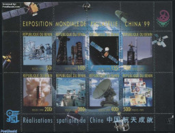 Benin 1999 China 99, Space S/s, Mint NH, Sport - Transport - Kiting - Stamps On Stamps - Ships And Boats - Space Explo.. - Nuevos