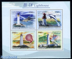 Korea, North 2009 Lighthouses 4v M/s (high Values), Mint NH, Nature - Various - Birds - Sea Mammals - Shells & Crustac.. - Vie Marine