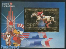 Guinea, Republic 1983 Olympic Games S/s, Gold, Mint NH, Nature - Sport - Transport - Horses - Olympic Games - Space Ex.. - Autres & Non Classés