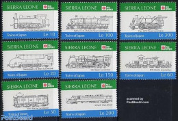 Sierra Leone 1991 Philanippon 8v, Locomotives, Mint NH, Transport - Philately - Railways - Eisenbahnen