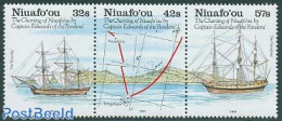 Niuafo'ou 1991 First Mapping 3v [::], Mint NH, History - Transport - Various - Explorers - Ships And Boats - Maps - Exploradores