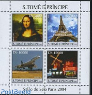 Sao Tome/Principe 2004 Paris Salon 4v M/s, Mint NH, Transport - Various - Concorde - Aircraft & Aviation - Mills (Wind.. - Concorde