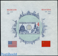 Czechoslovkia 1988 Visit Of Reagan To Moscow Imperforated S/s, Mint NH - Altri & Non Classificati