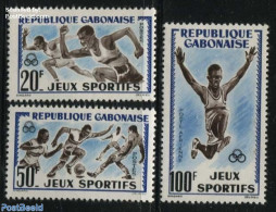 Gabon 1962 Sports 3v, Mint NH, Sport - Athletics - Football - Sport (other And Mixed) - Ongebruikt