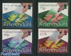 Falkland Islands 2013 Referendum 4v, Mint NH, Various - Maps - Geography