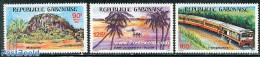 Gabon 1984 Landscapes 3v, Mint NH, Nature - Transport - Trees & Forests - Railways - Nuevos