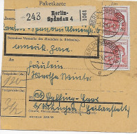 Paketkarte Berlin Spandau Nach Eglfing, MeF 1947 - Brieven En Documenten