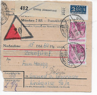 Paketkarte Nachnahme Utting/Ammersee An Polizei Gmund/Tegernesee, 1948 - Brieven En Documenten