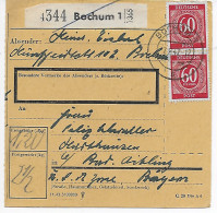 Paketkarte Bochum Nach Bad Aibling, 1947, MeF - Brieven En Documenten