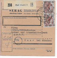 Paketkarte Hof/Saale, Absendereindruck Nach Haar, Arzneimittelwerk, 1948, MeF - Cartas & Documentos