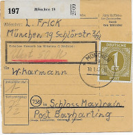 Paketkarte München, Wert, Nach Schloss Maxlrain 1947, EF - Briefe U. Dokumente