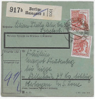 Paketkarte Berlin-Halensee Nach Fellnbach Bad Aibling 1947, MeF - Brieven En Documenten