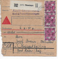 Paketkarte Nachnahme Memmingen, Seifenfabrik Nach Eglfing,  1948, MeF - Lettres & Documents