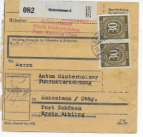 Paketkarte Raubling / Rosenheim Nach Hohentann/Schönau 1947, MeF - Briefe U. Dokumente