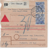 Paketkarte Nachnahme, Absendereindruck Günzach Nach Pasing 1948, MeF - Lettres & Documents