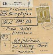 Paketkarte Wert Mengkofen über Straubing 1947 Nach Schönau(/Aibling - Briefe U. Dokumente