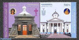 Armenia 2022 Churches, Joint Issue With Russia 2v [:], Mint NH, Religion - Various - Churches, Temples, Mosques, Synag.. - Chiese E Cattedrali