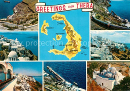 73312394 Thera Santorin Motive Kuestenort Insel Landkarte Thera Santorin - Grèce