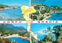 73312381 Corfu Korfu Landkarte Adriainsel Badestrand Bucht Fliegeraufnahme Corfu - Grèce