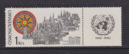 CZECHOSLOVAKIA  - 1970 United Nations 1k Never Hinged Mint - Nuevos