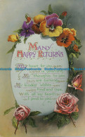 R026592 Greeting Postcard. Many Happy Returns. Poem. Roses. Wildt And Kray. 1914 - Welt