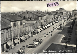 Marche-macerata-porto Civitanova Corso Umberto I  Veduta Negozi Vari Caffe Roma Auto Corriera Diverse Auto Epoca Anni 50 - Autres & Non Classés