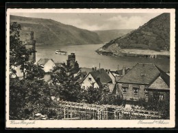 AK Oberwesel A. Rhein, Haus Bergeck, Rheindampfer  - Oberwesel