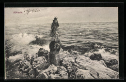 AK Abbazia, Felspartie Mit Statue Und Brandung  - Kroatien