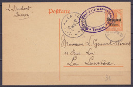 EP CP Poskarte 7½pf Surch. 8c Orange (type OC13) Càd FOSSES /10 II 1917 Pour LA LOUVIERE - Cachet Censure "Militärische  - German Occupation