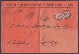 Italie - Grande Env. "Istituto Sperimentale Di Caseificio" Affr. 2x 30c Càd LODI Pour LIEGE - Réaffr. N°198 Càd LIEGE-LU - 1922-1927 Houyoux